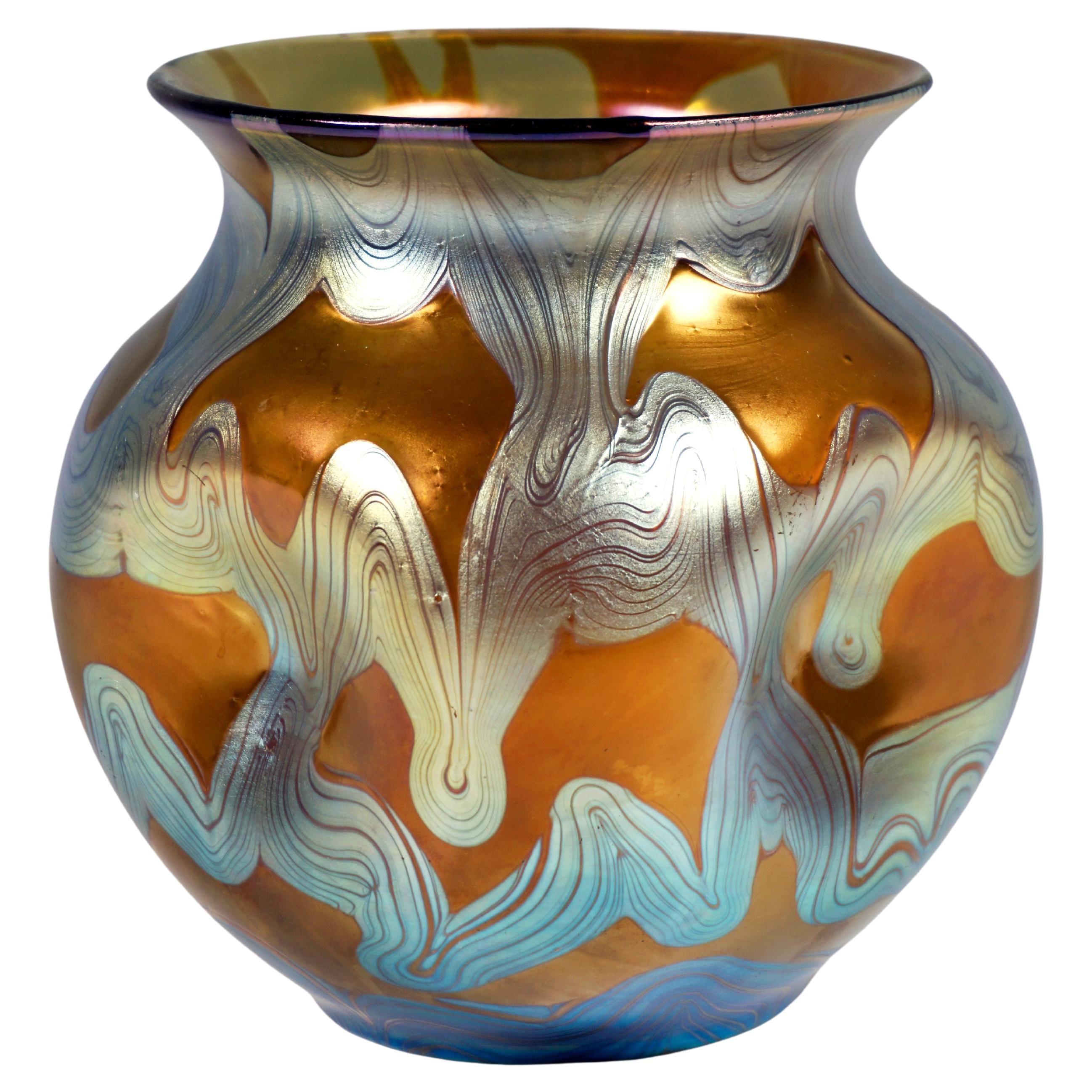 Loetz Art Nouveau Glass Vase Bronze Phenomenon Genre 29, Vienna, circa 1900