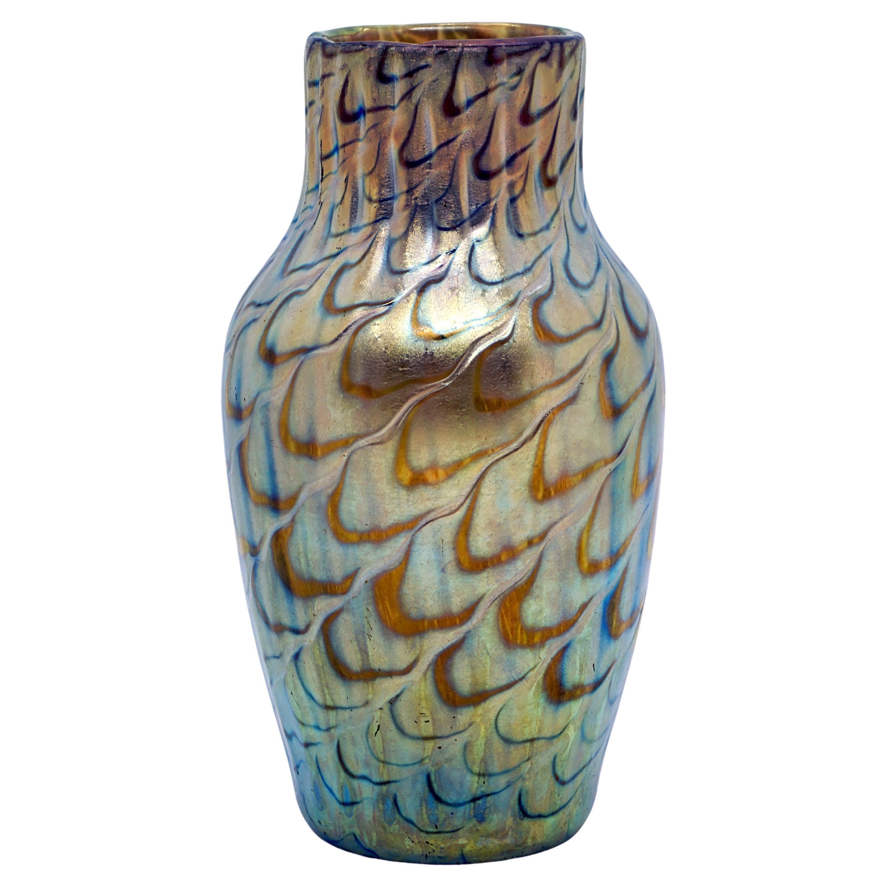 Loetz Art Nouveau Glass Vase Phenomenon Genre 7734, Austria-Hungary, circa 1898 For Sale