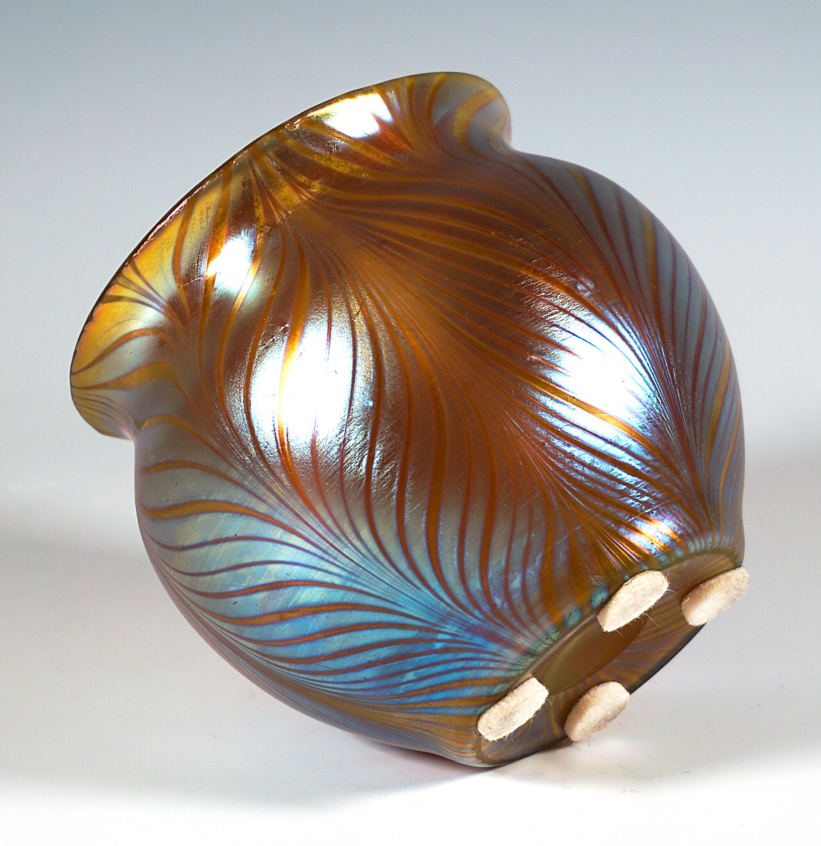 Loetz Art Nouveau Jarrón de cristal Fenómeno Gre Naranja 7501, Austria-Hungría, C 1899 en Bueno estado para la venta en Vienna, AT