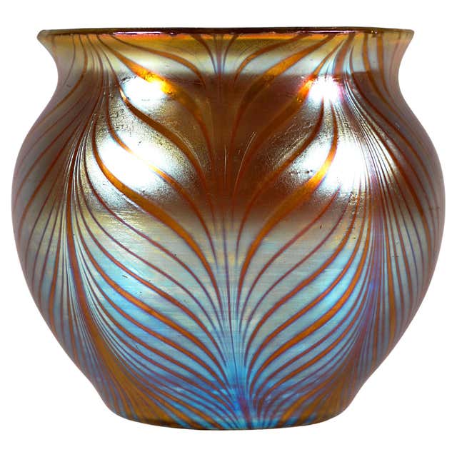 Loetz Pampas Glass And Metal Mounted Vase For Sale at 1stDibs