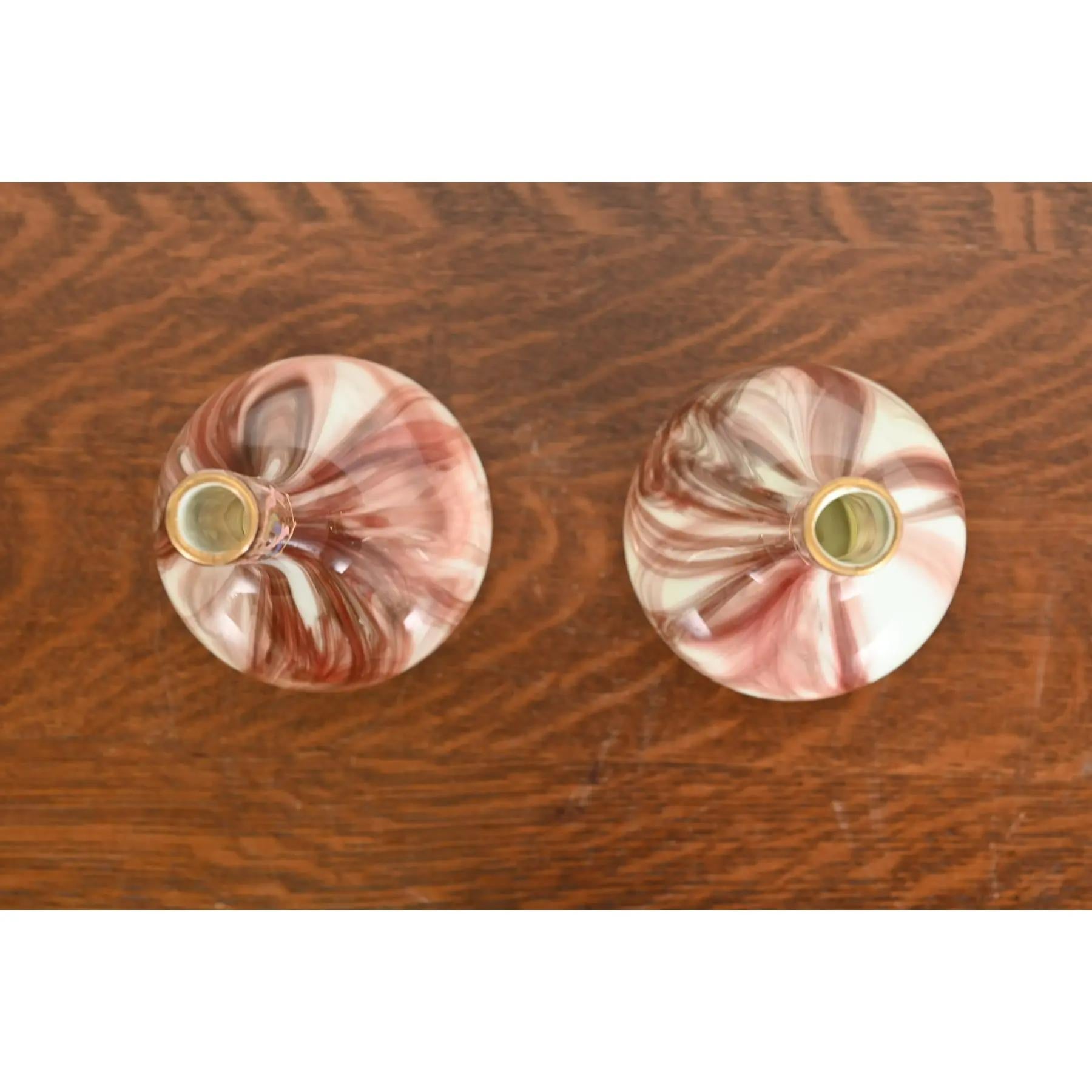 Smalto Vasi in vetro marmorizzato Onice Loetz Art Nouveau, coppia in vendita