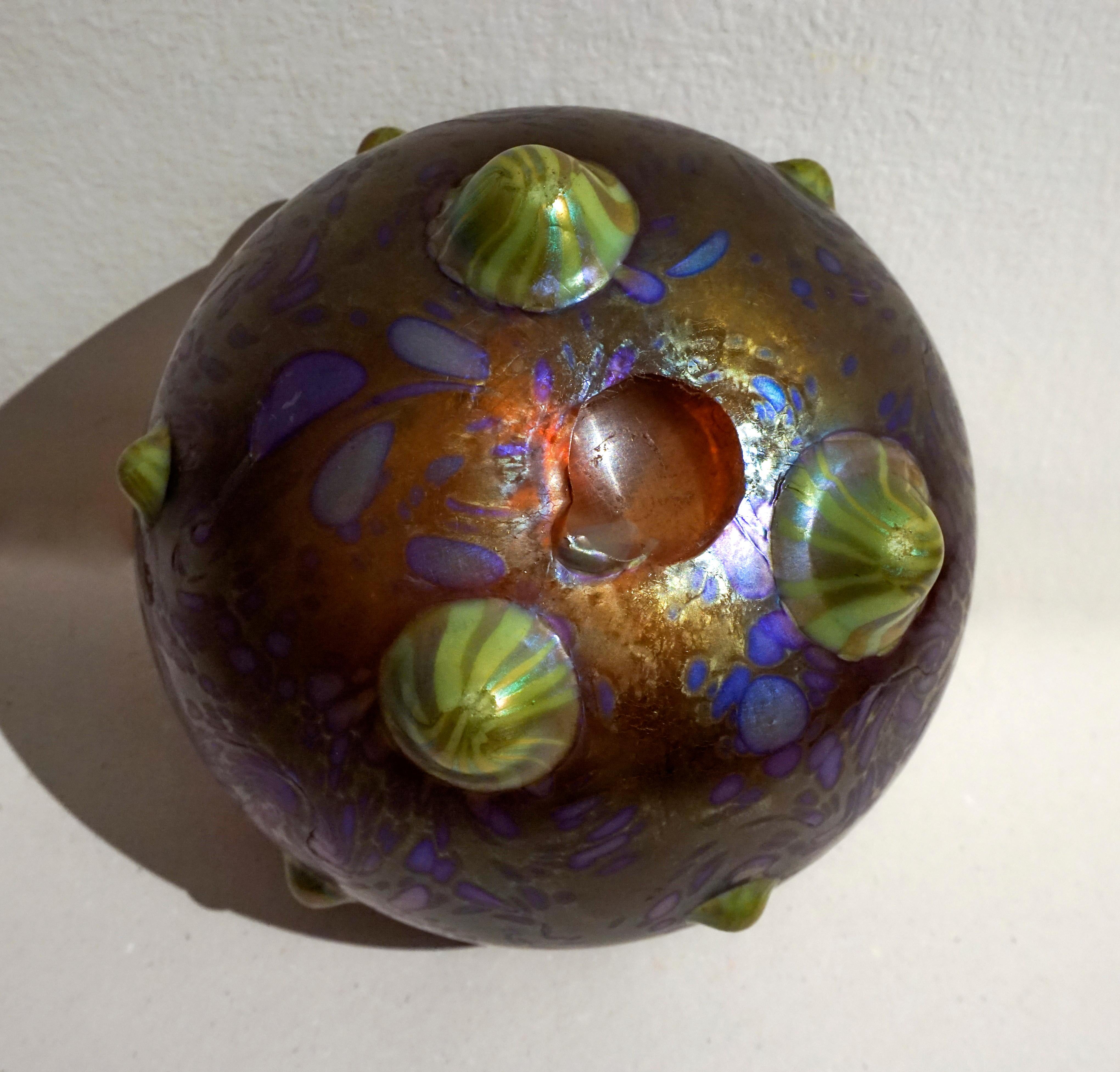 Glass Loetz Art Nouveau Spherical Vase Phenomenon Genre 7766, Austria, circa 1904