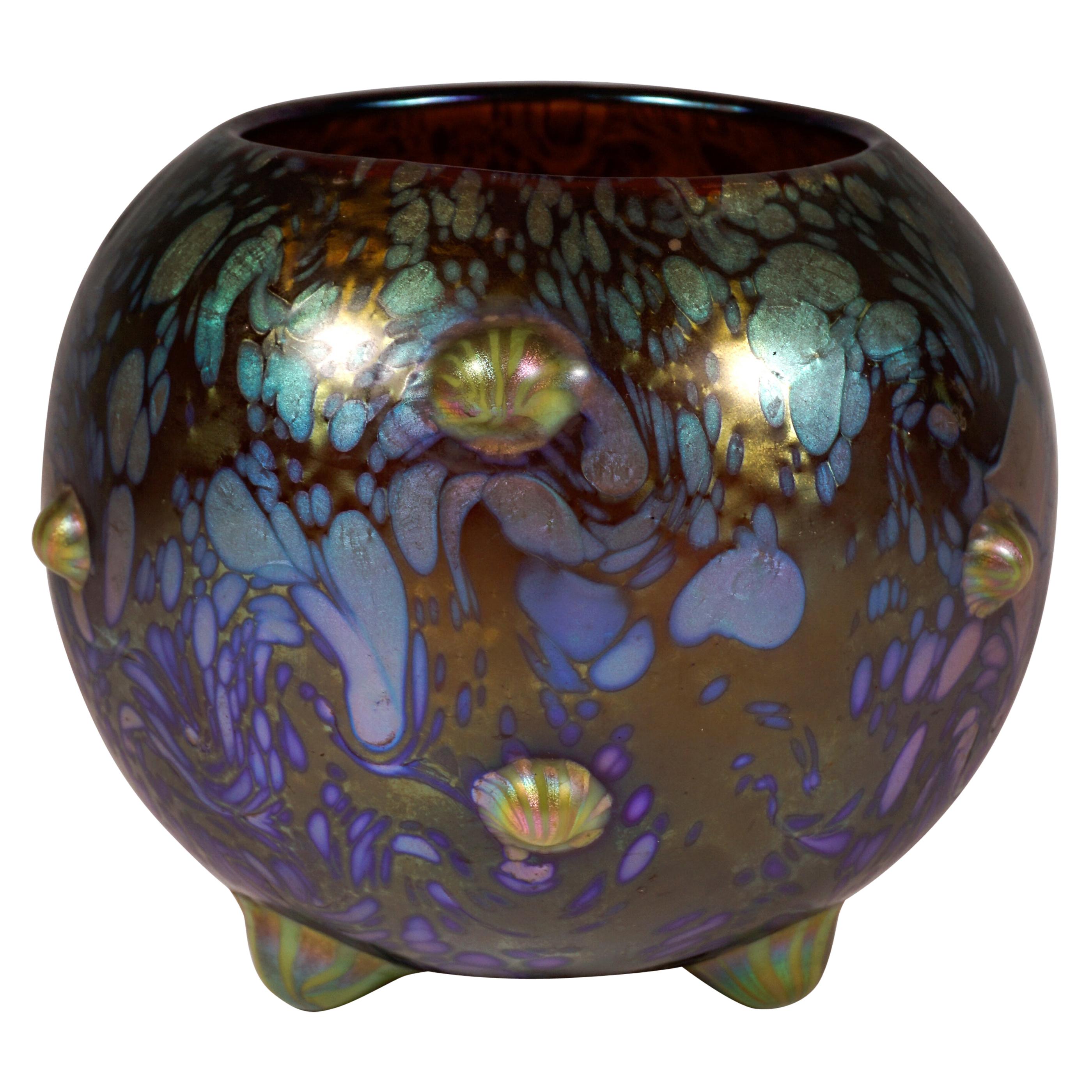 Loetz Art Nouveau Spherical Vase Phenomenon Genre 7766, Austria, circa 1904