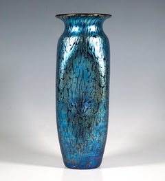 Loetz Art Nouveau Vase, Decor Cobalt Papillon, Austria-Hungary, Circa 1899