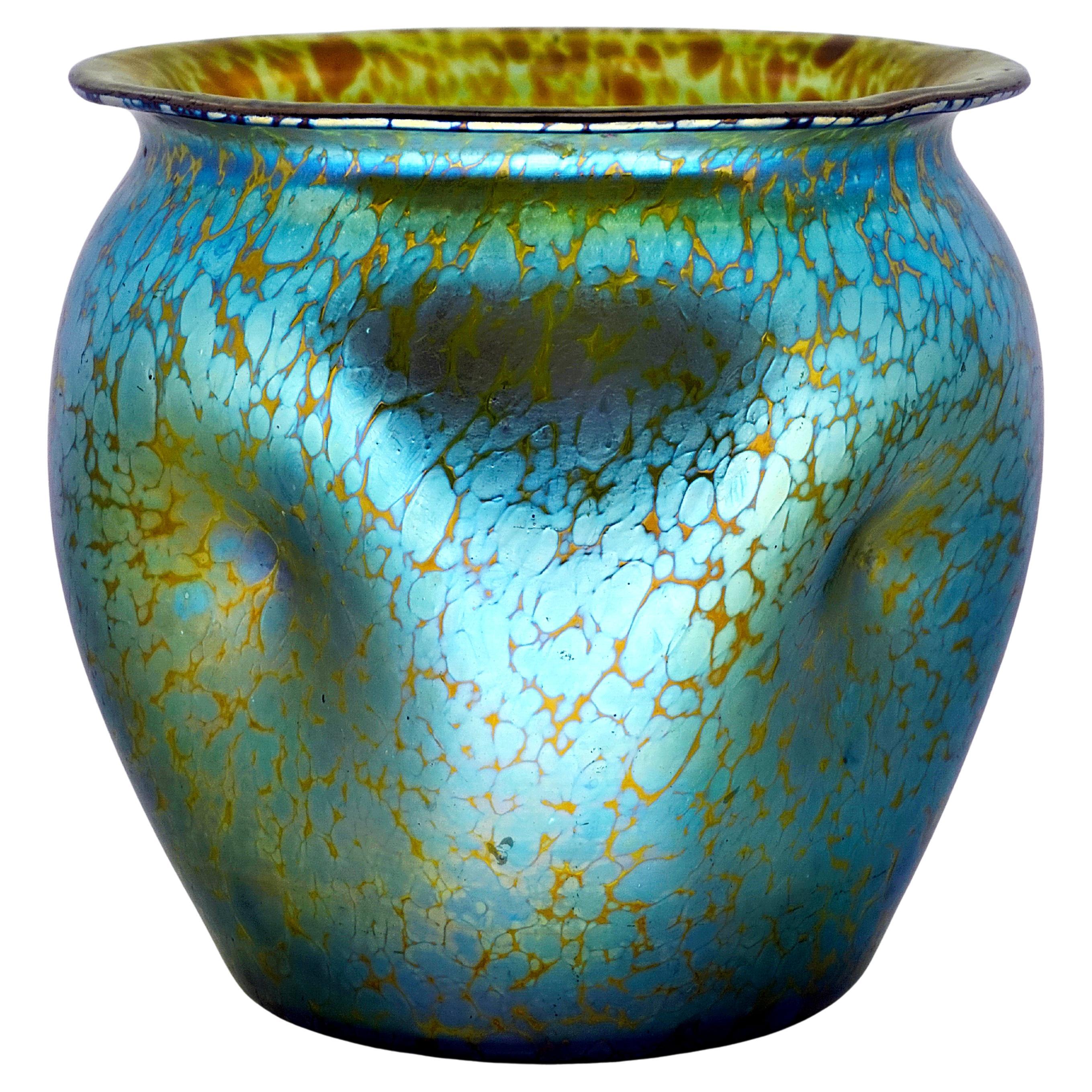 Vaso Loetz Art Nouveau, Decor Creta Papillon, Bohemia, Austria-Ungheria, 1900