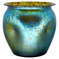 Vaso Loetz Art Nouveau, Decor Creta Papillon, Bohemia, Austria-Ungheria, 1900