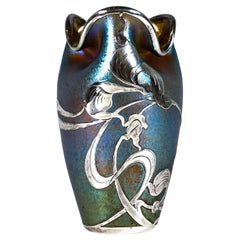 Loetz Art Nouveau Vase Decor Silberiris, Silver Overlay, Austria-Hungary, 1902