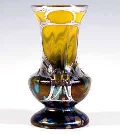 Loetz Art Nouveau Vase Lemon-Yellow Cytisus With Silver, Austria-Hungary, C 1902