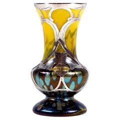Loetz Art Nouveau Vase Lemon-Yellow Cytisus With Silver, Austria-Hungary, C 1902