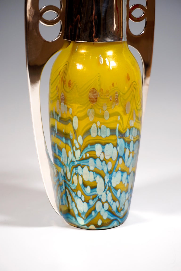 Early 20th Century Loetz Art Nouveau Vase Lemon-Yellow Cytisus with Silver Mount, Austria-Hungary