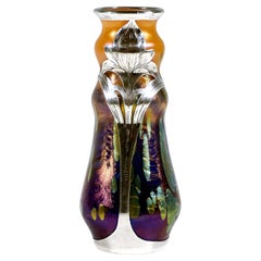 Vaso Loetz Art Nouveau New-Red Cytisus con montatura in argento, Austria-Ungheria, circa 1902
