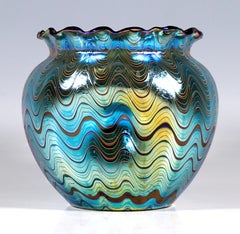 Loetz Art Nouveau Vase PG Ruby 6893 Pressed 3 Times, Wavy Rim, Bohemia, Ca 1899