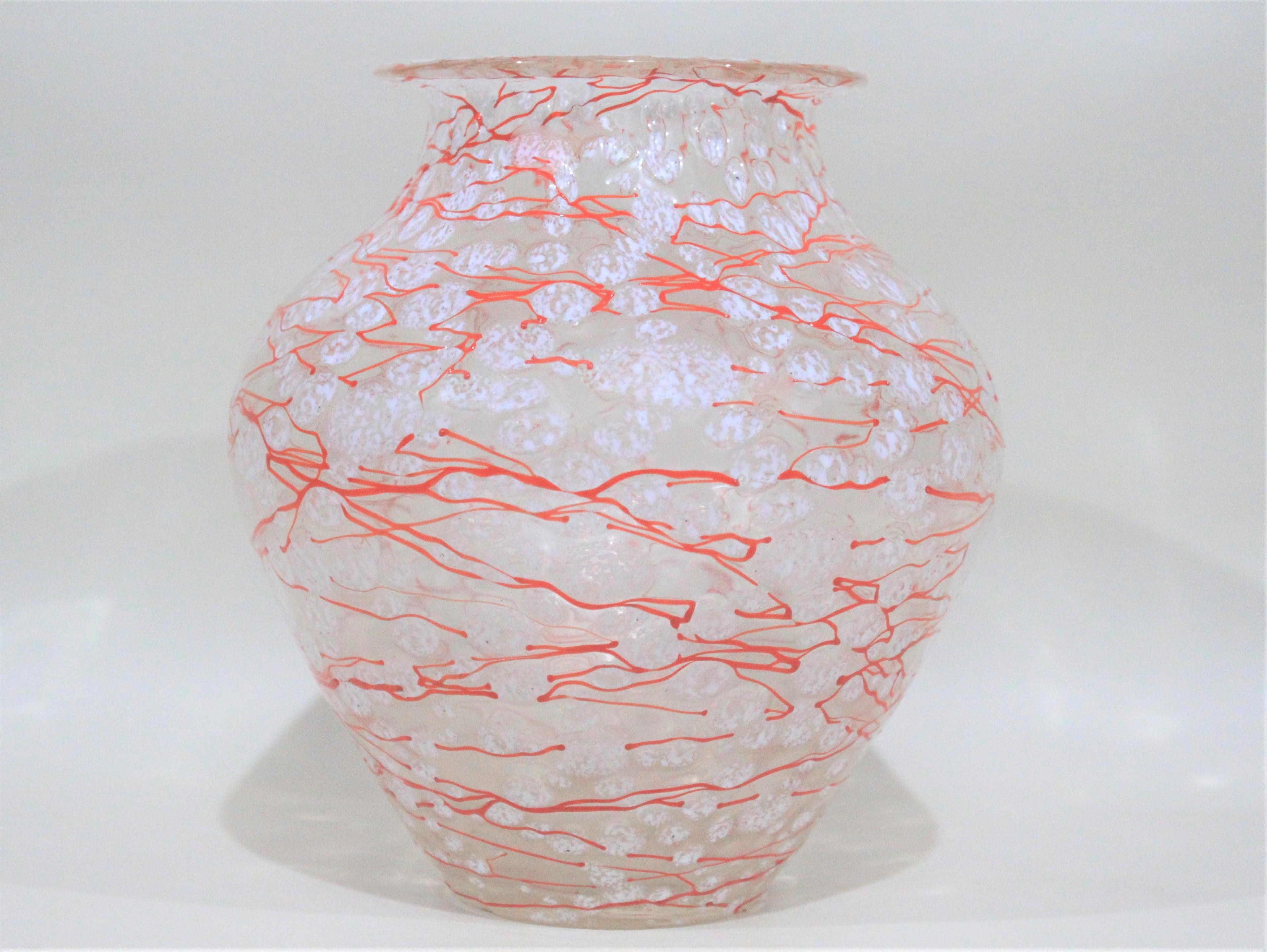 Hand-Crafted Loetz Ausfuelrung C. Schneelflocken Art Glass Snowflakes Vase
