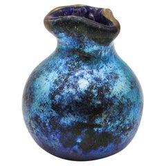 Loetz Austria 1900 Art Nouveau Miniature Cabinet Vase Blue Iridescent Art Glass