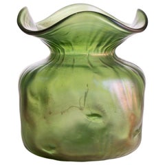 Loetz Austria Green Glass Art Nouveau Vase, c.1900