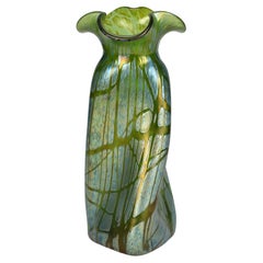 Loetz Austrian Art Nouveau Large Papillon Iridescent Propeller Shape Glass Vase