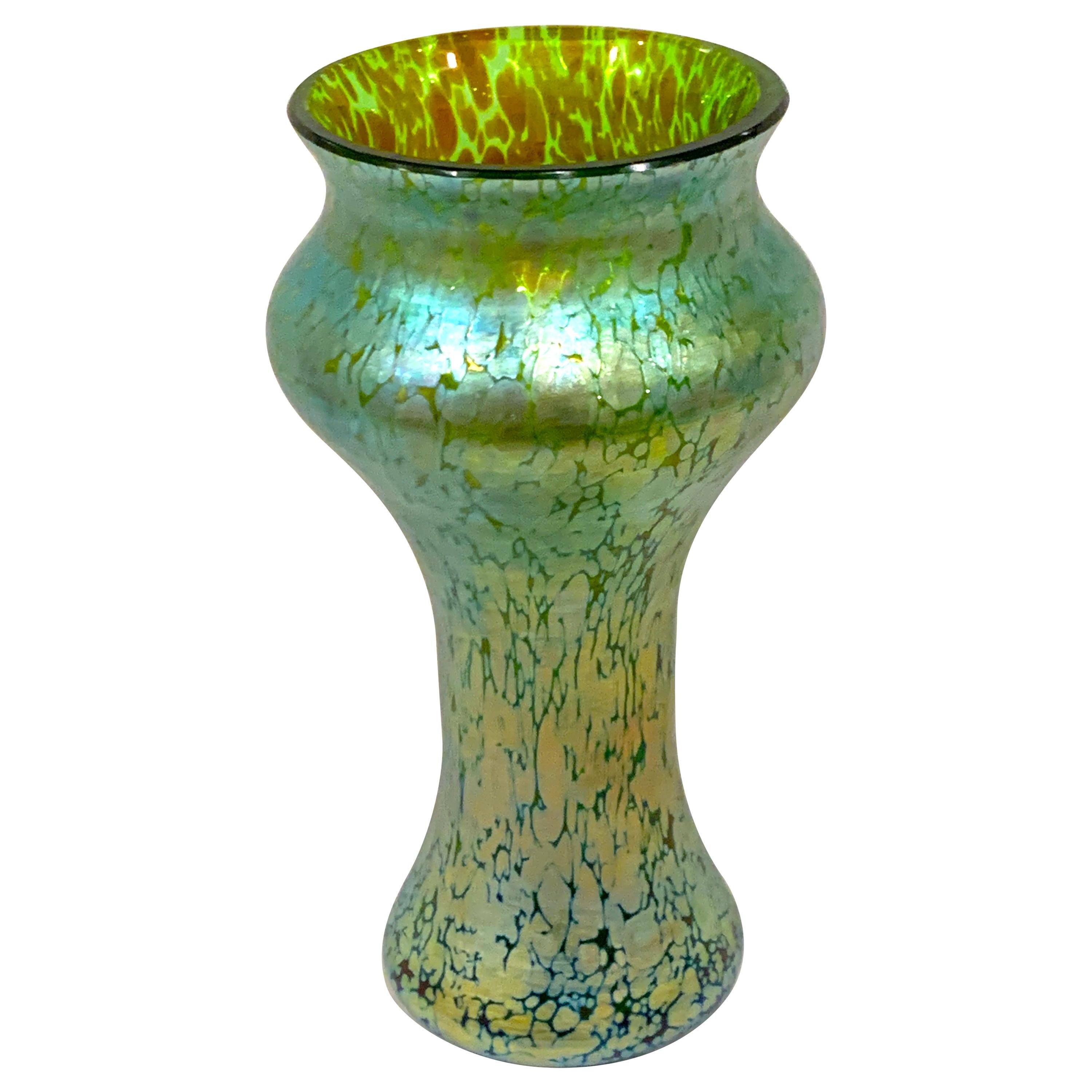 Loetz Blue-Green Oil Spot Vase For Sale
