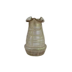 Loetz Bohemian Glass Vase with Stringed Cream Glass Overlay