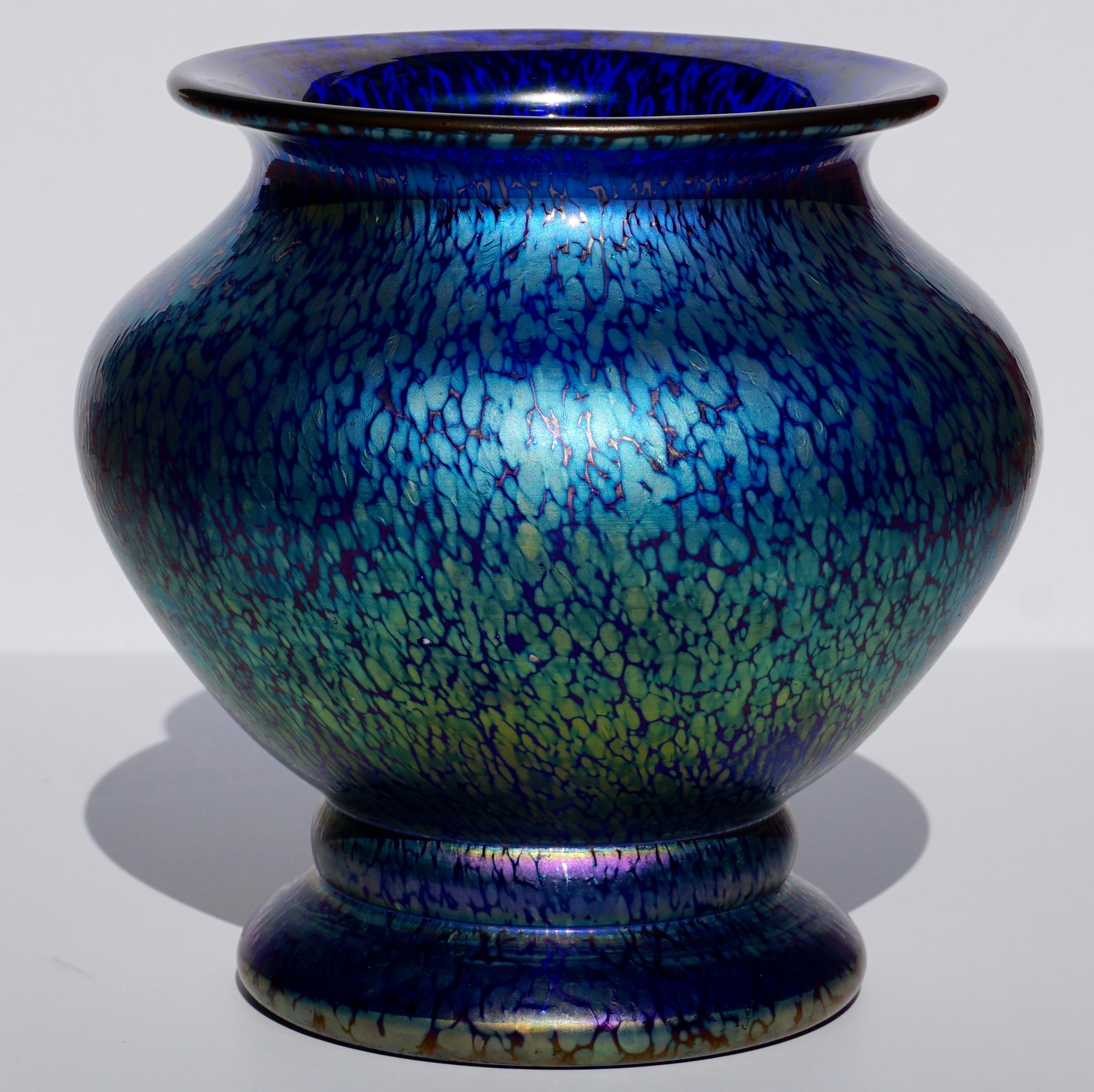 Austrian Loetz Cobalt Papillon Art Nouveau Vase For Sale