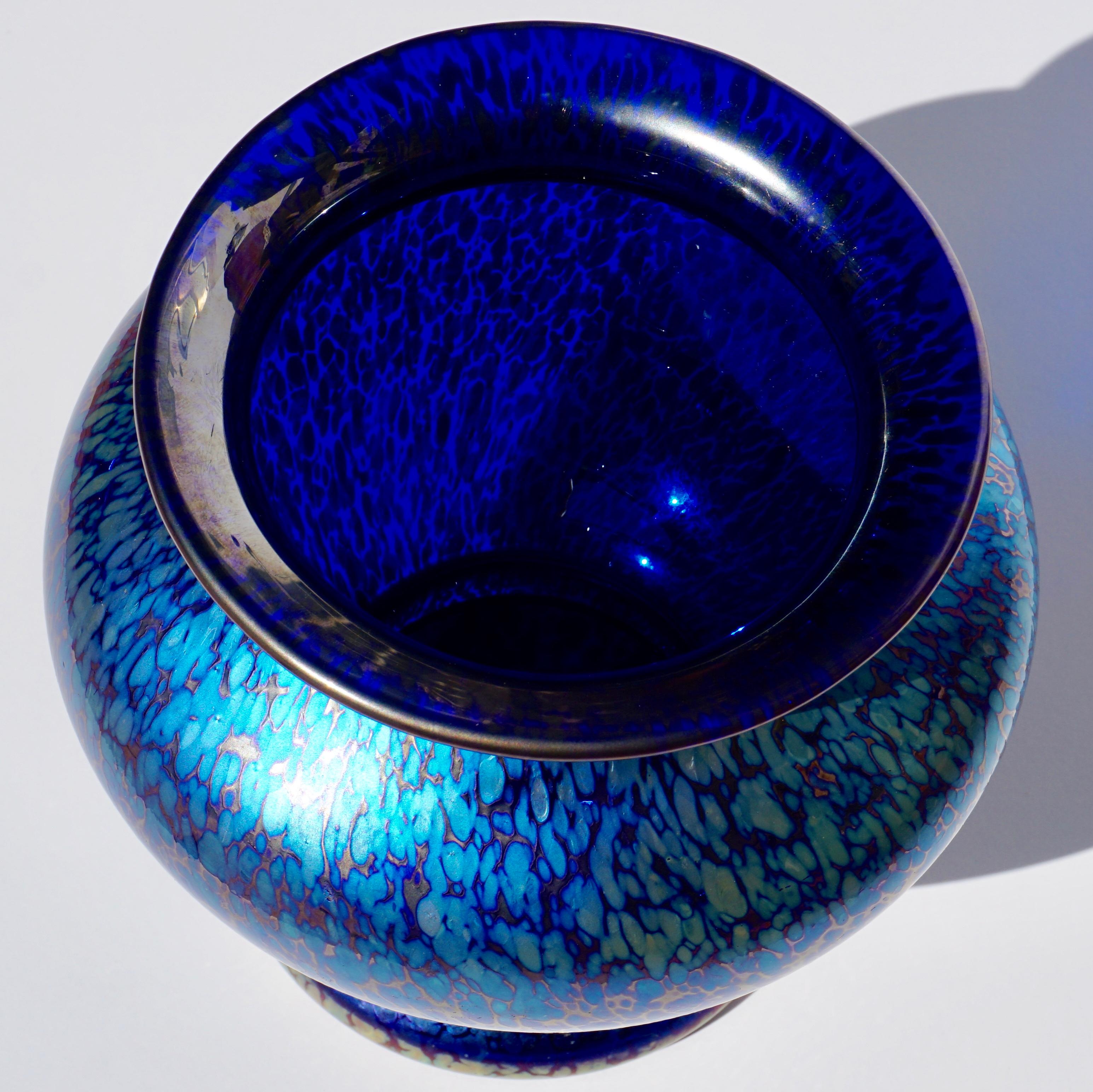 Fired Loetz Cobalt Papillon Art Nouveau Vase For Sale