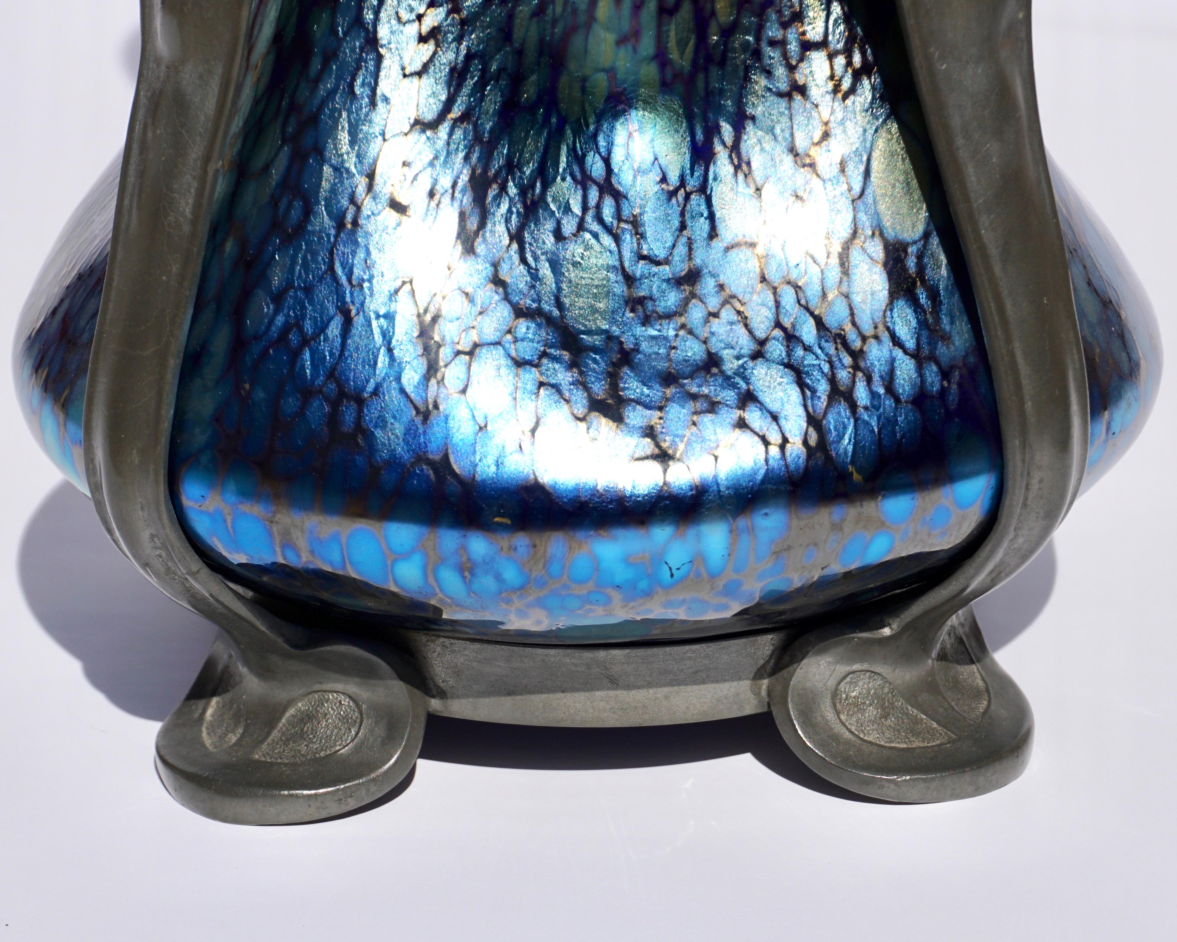 Loetz Cobalt Papillon Art Nouveau Vase For Sale 2