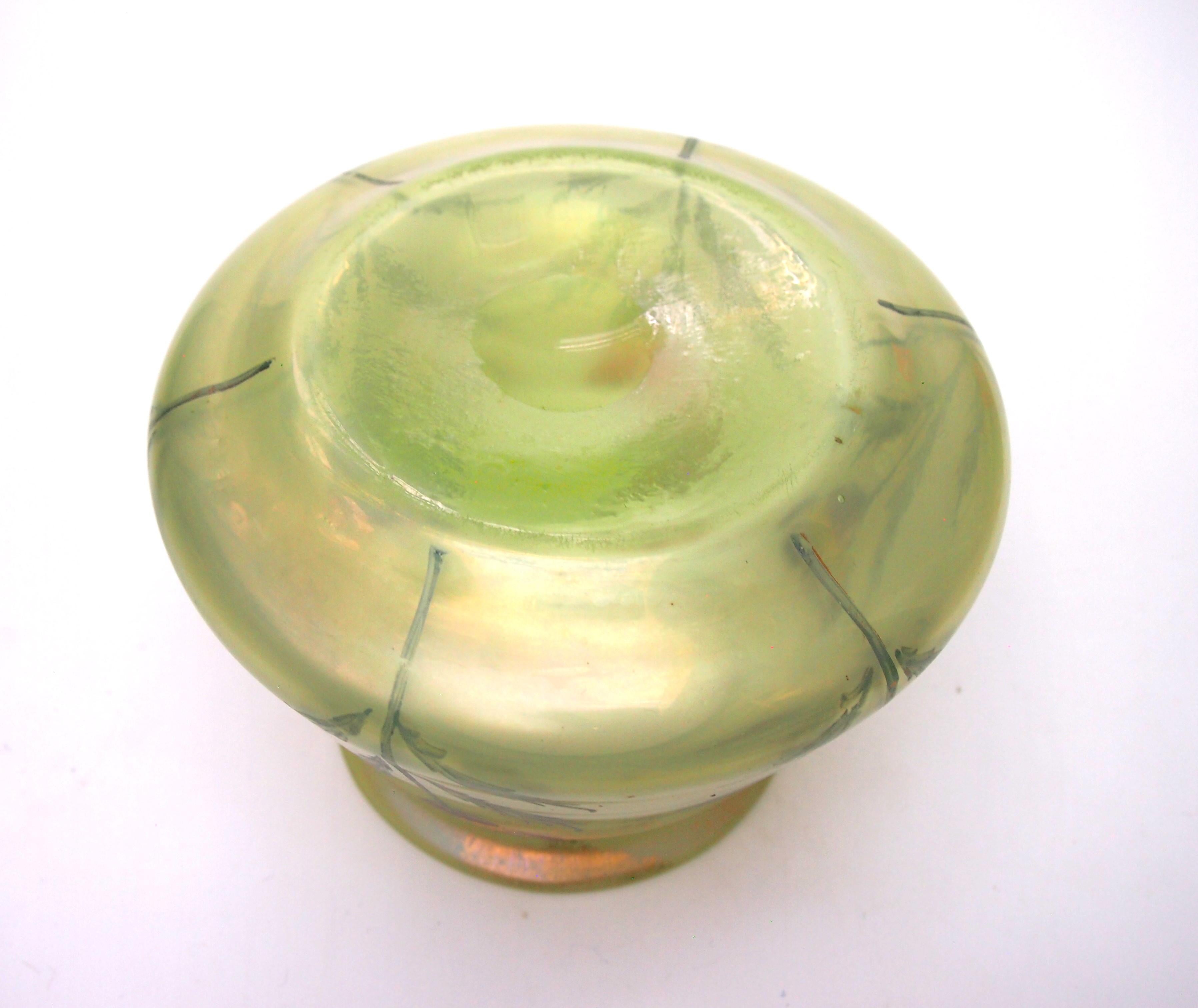Czech Loetz Enamelled Arcadia glass vase Bohemian c1898 For Sale