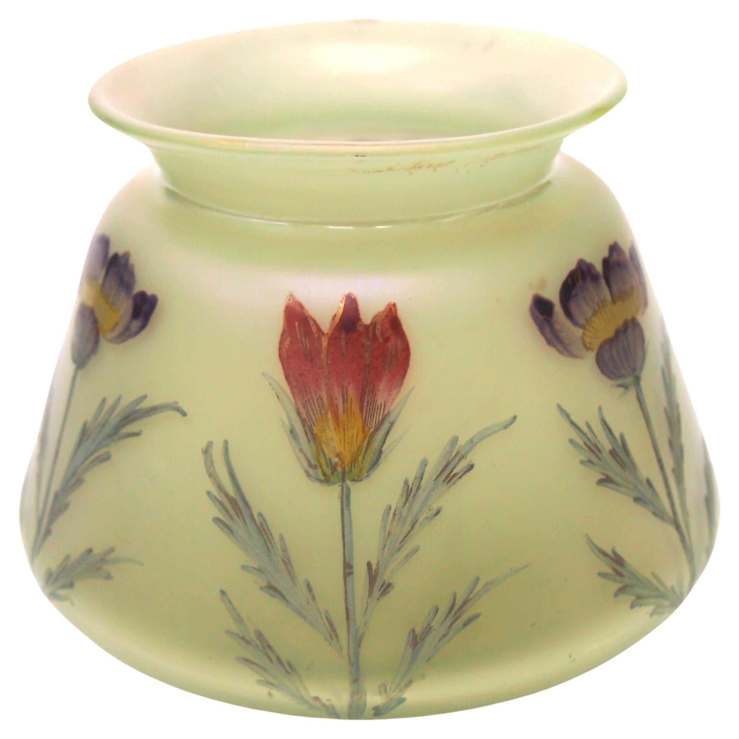 Loetz Enamelled Arcadia glass vase Bohemian c1898 For Sale