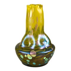 Loetz Glass Vase Austrian Jugendstil circa 1902 Green Shiny