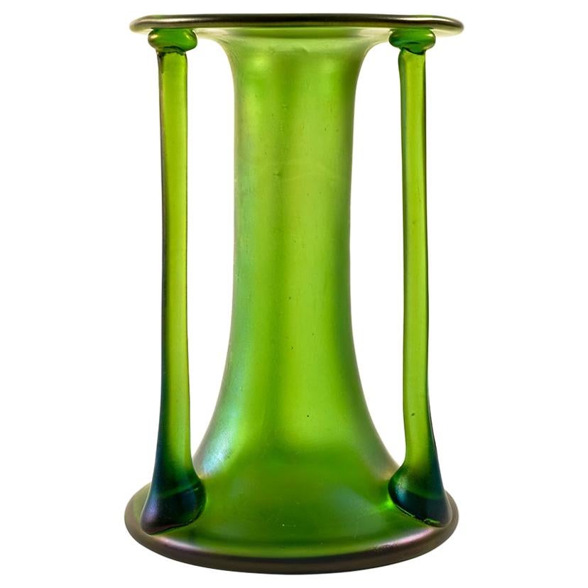 Loetz Glass Vase Austrian Jugendstil Josef Hoffmann 1900 Green For Sale