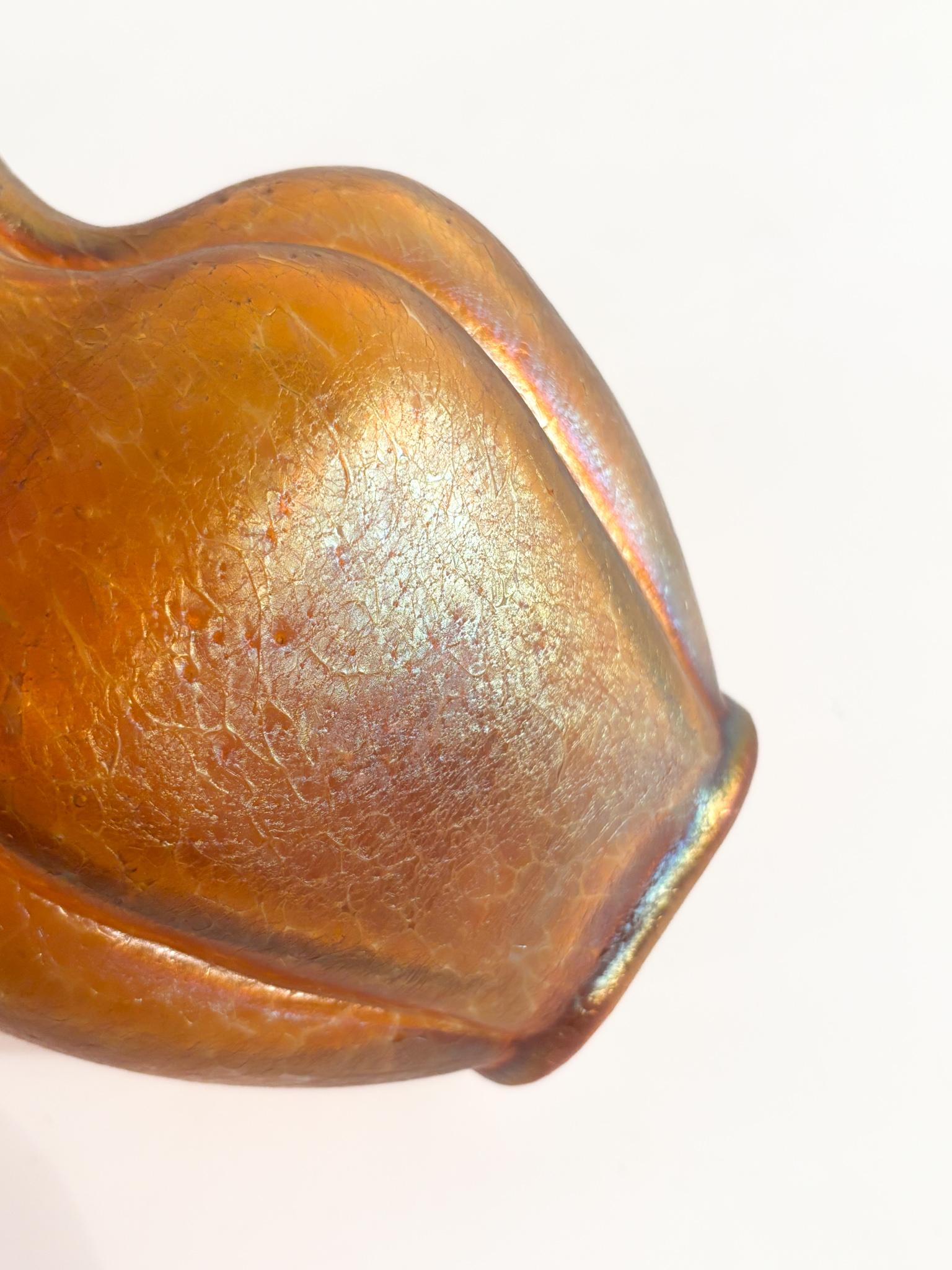 Loetz Glass Vase Pink and Orange Iridescent 1950s For Sale 1
