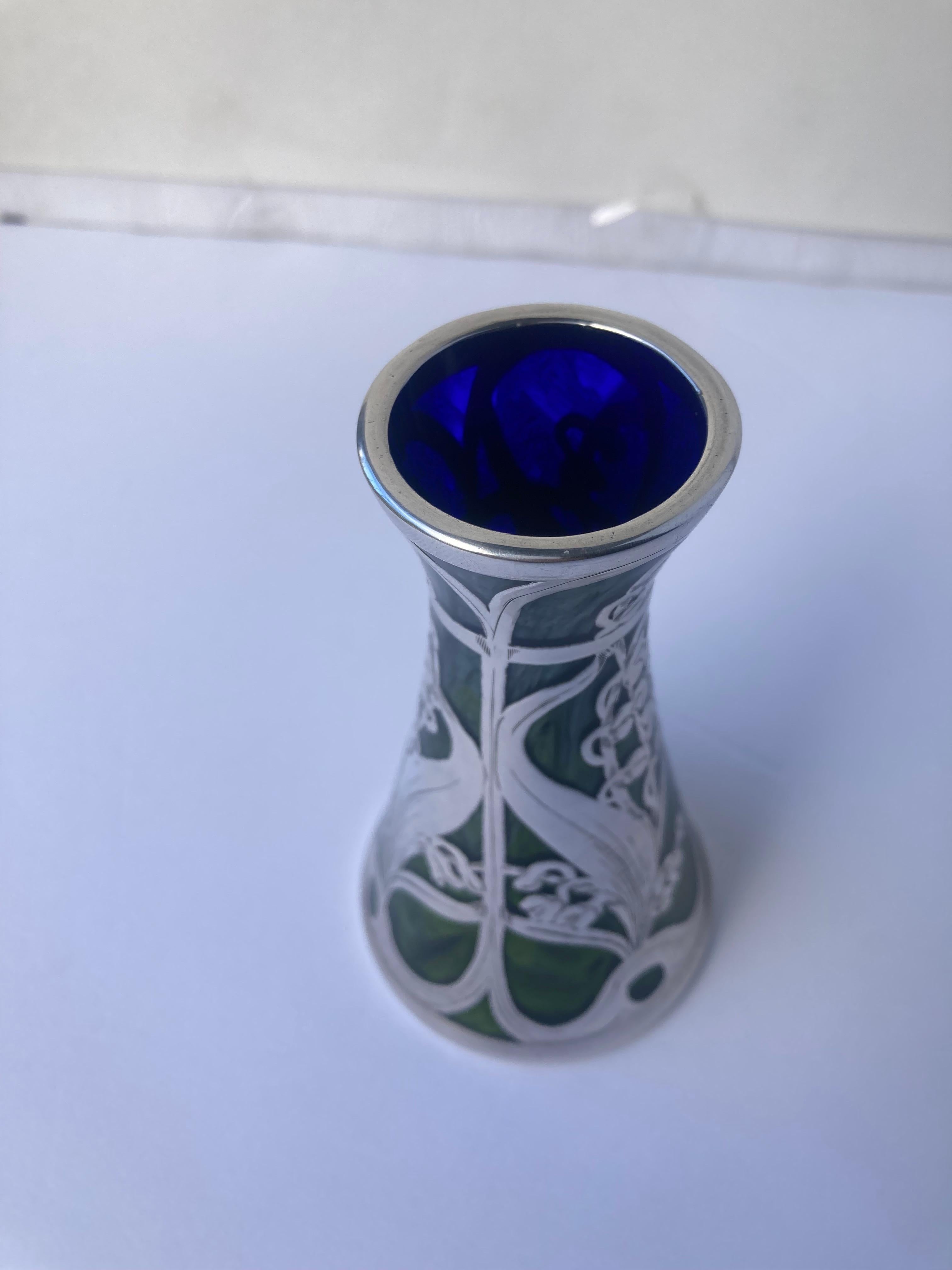 loetz green glass vase