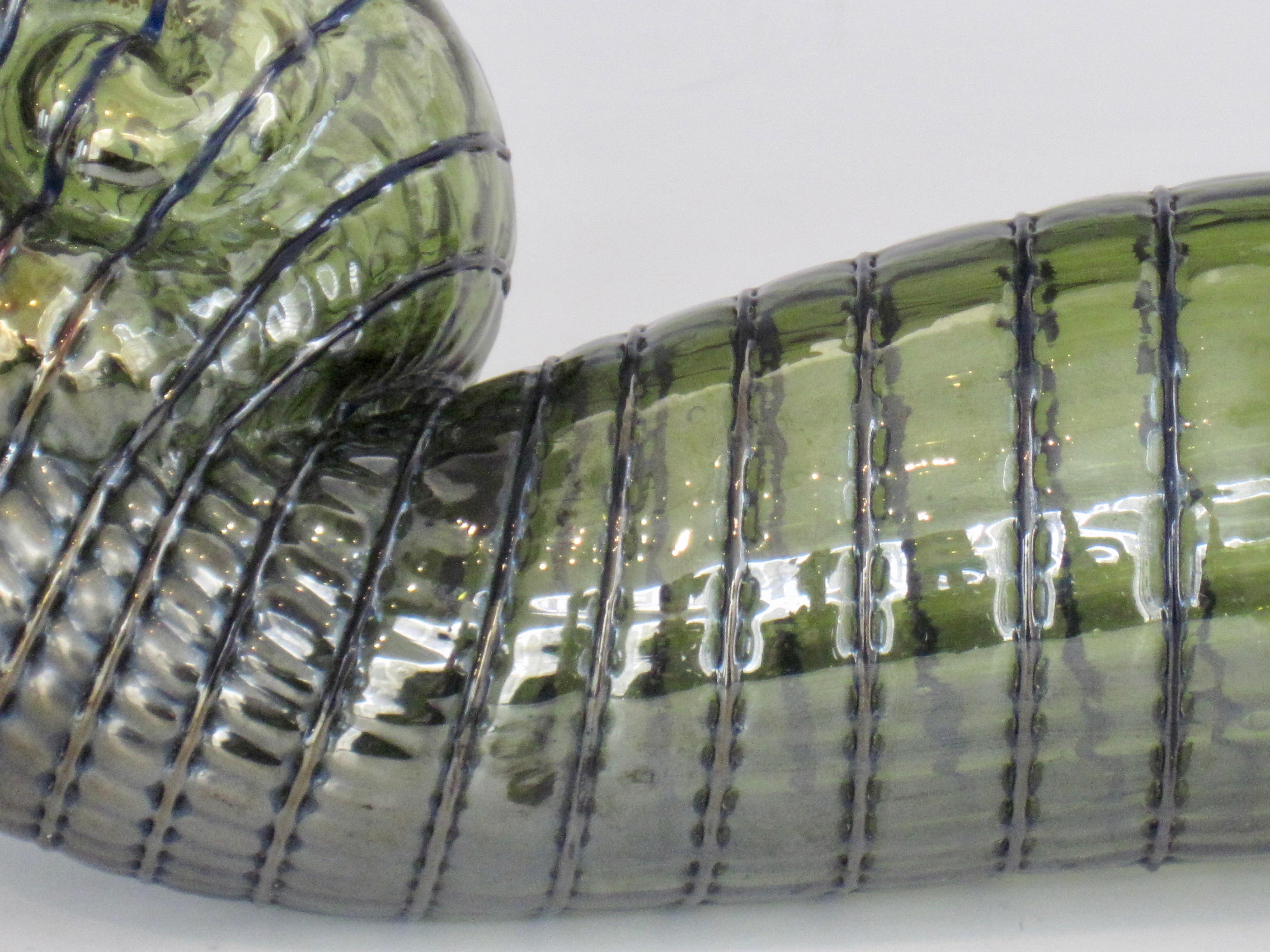 Loetz Green Art Glass Nautilus Shell Vase 5