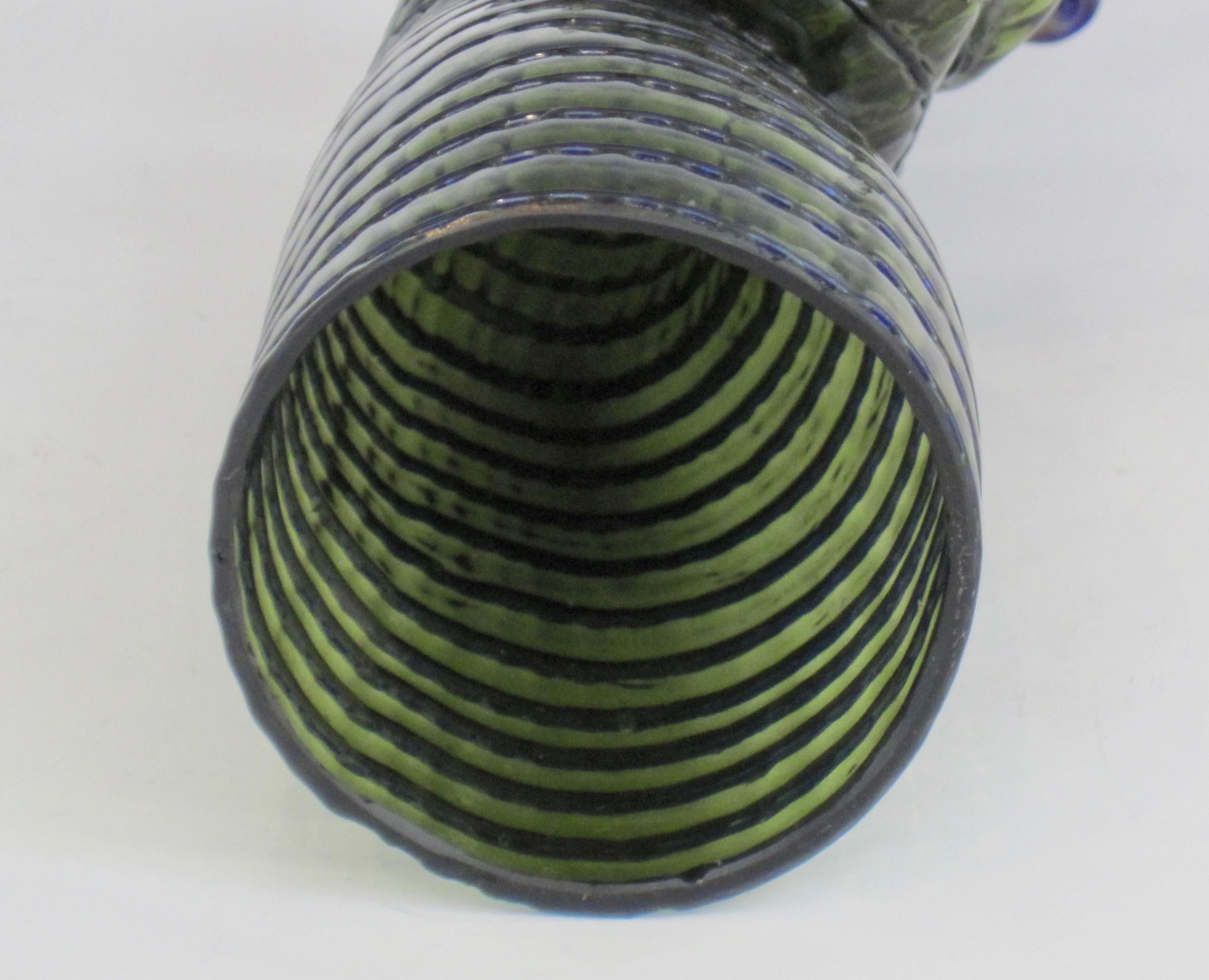 Loetz Green Art Glass Nautilus Shell Vase 7
