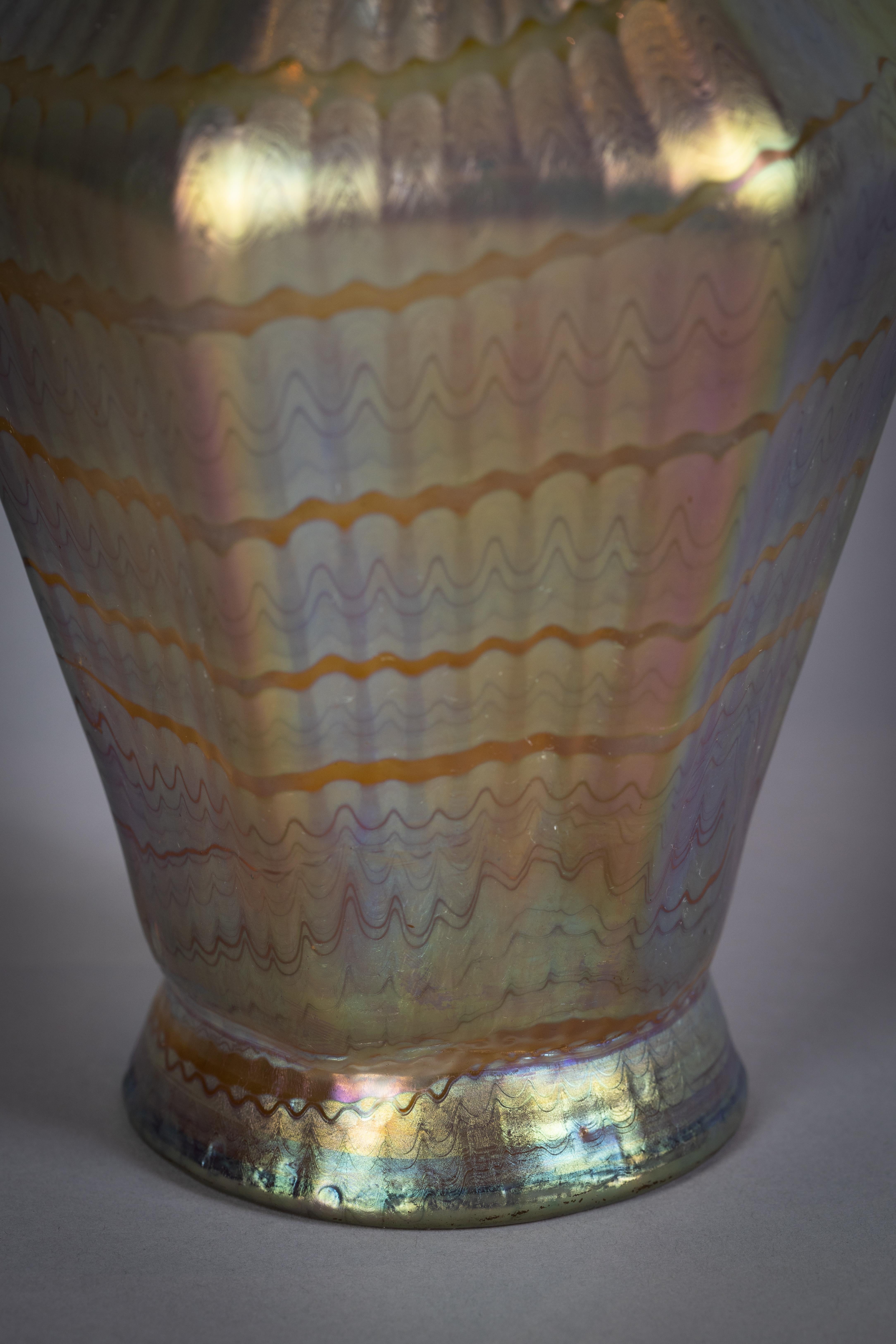 Loetz hexagonal glass vase, circa 1900.