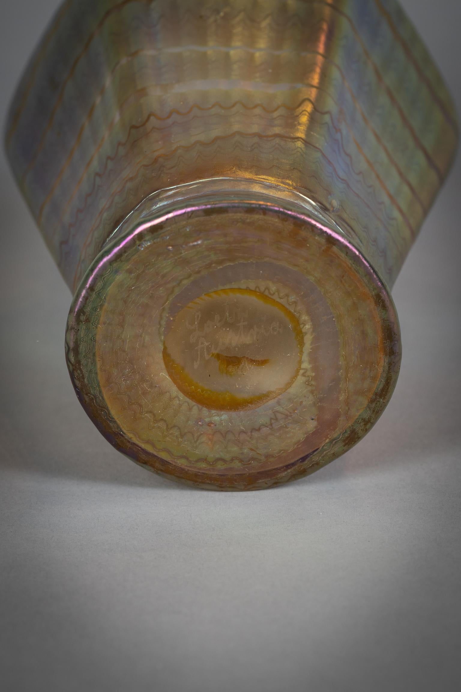 Loetz Hexagonal Glass Vase, circa 1900 In Excellent Condition For Sale In New York, NY