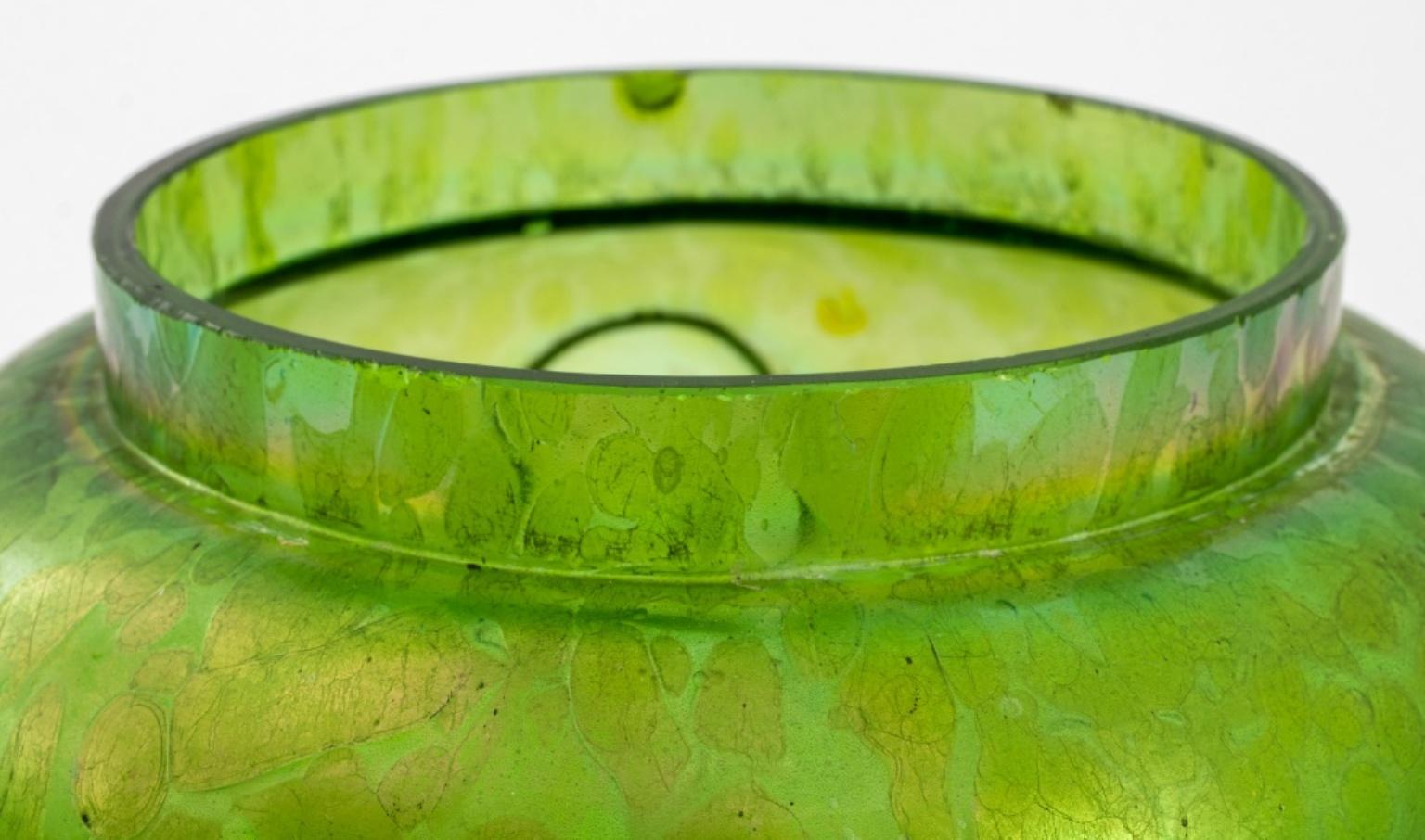 Loetz Jugendstil Green Glass Vase with Metal Lid 2