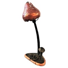 Loetz Jugenstil Art Glass, Bronze & Marble Lamp ‘Fly Agaric Mushroom’, ca. 1900