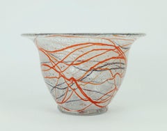 Loetz Klostermühle Art Deco Glass Vase or Bowl 1930s Orange Red Purple White