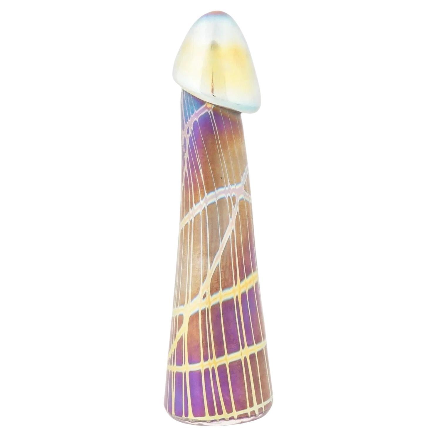 Loetz Manner Iridescent Art Glass Phallus Figure For Sale