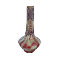 Loetz Onyx Marbled Glass Vase with Enamel and Gilded Neck, circa 1900