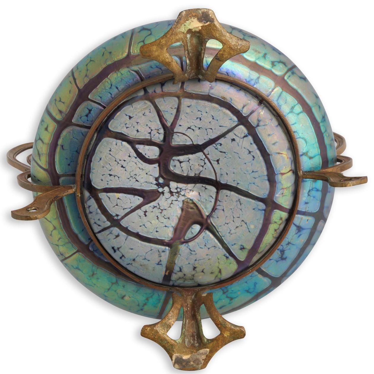 Art Nouveau Vaso con montatura in vetro e metallo Loetz Pampas in vendita