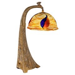 Antique Loetz "Peacock" Table Lamp