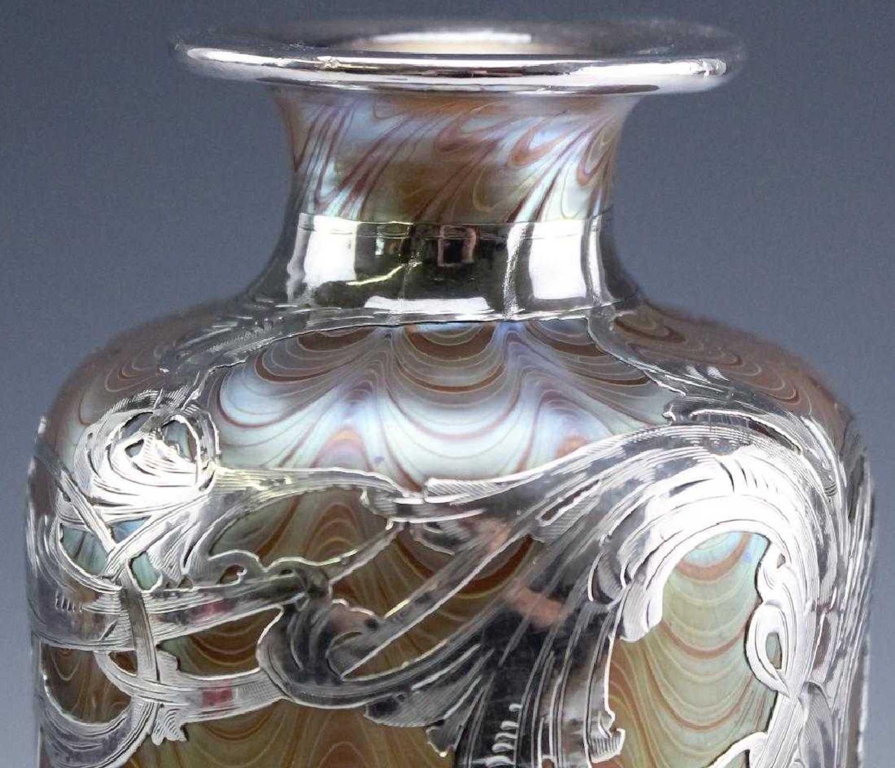 Sterling Silver Loetz Phänomen Silver Overlay Vase