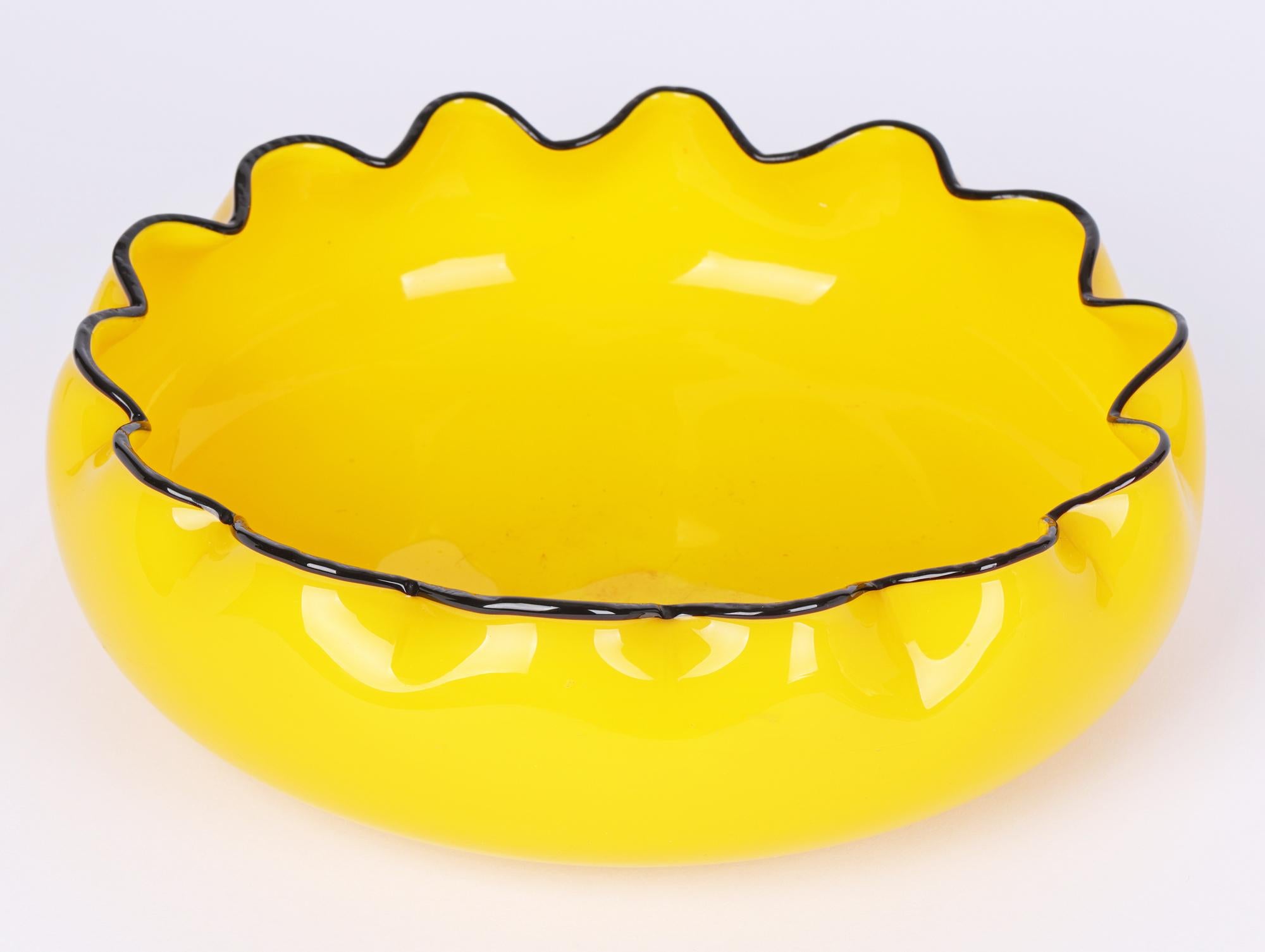 Loetz Piped Rim Yellow Tango Art Glass Bowl by Michael Powolny 2