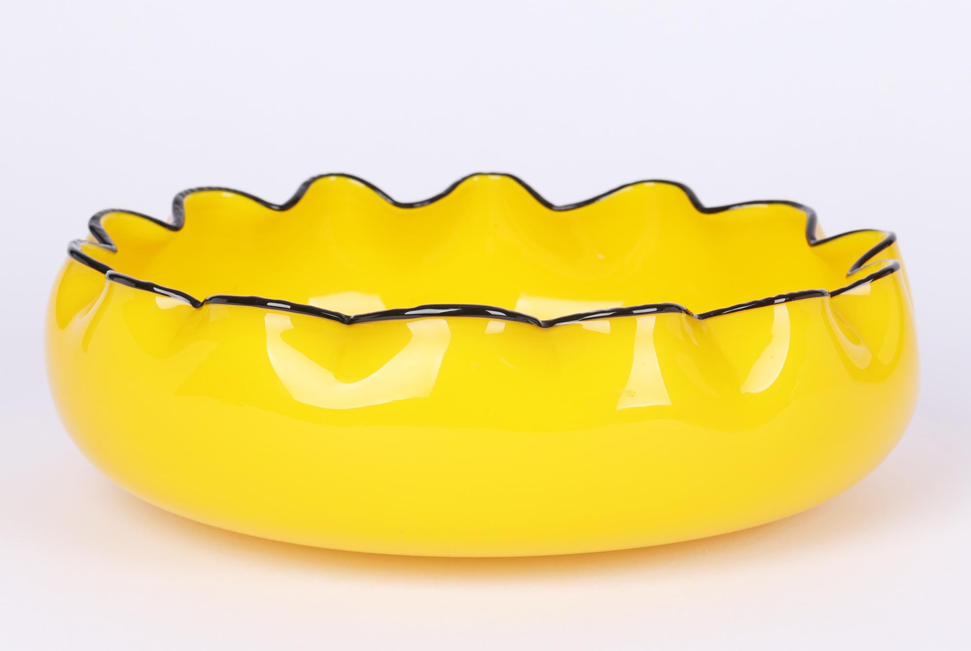Loetz Piped Rim Yellow Tango Art Glass Bowl by Michael Powolny 4