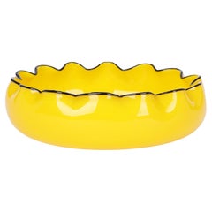 Loetz Piped Rim Yellow Tango Art Glass Bowl by Michael Powolny