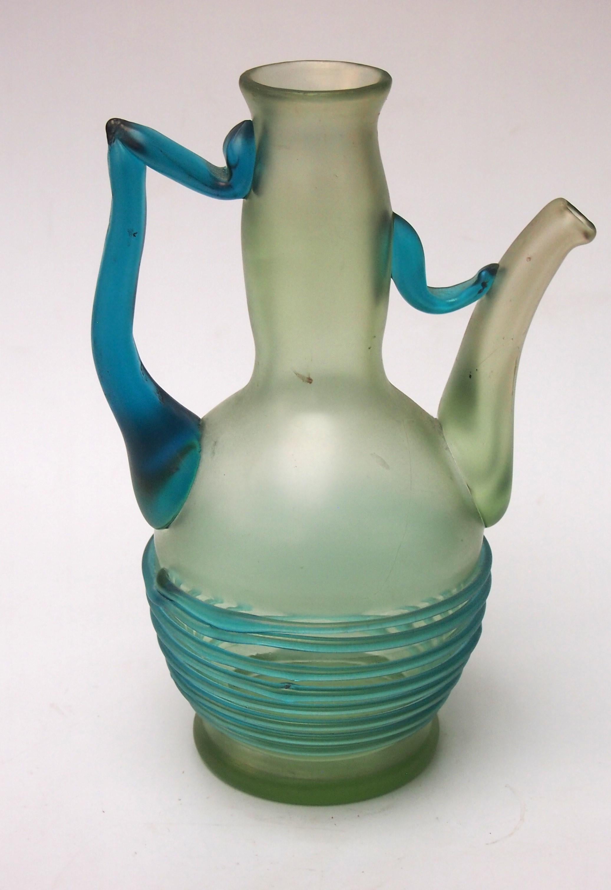 Art Nouveau Loetz Rare Orpheus Pattern Stylised Glass Jug/Vase c1903 -Bohemian  For Sale