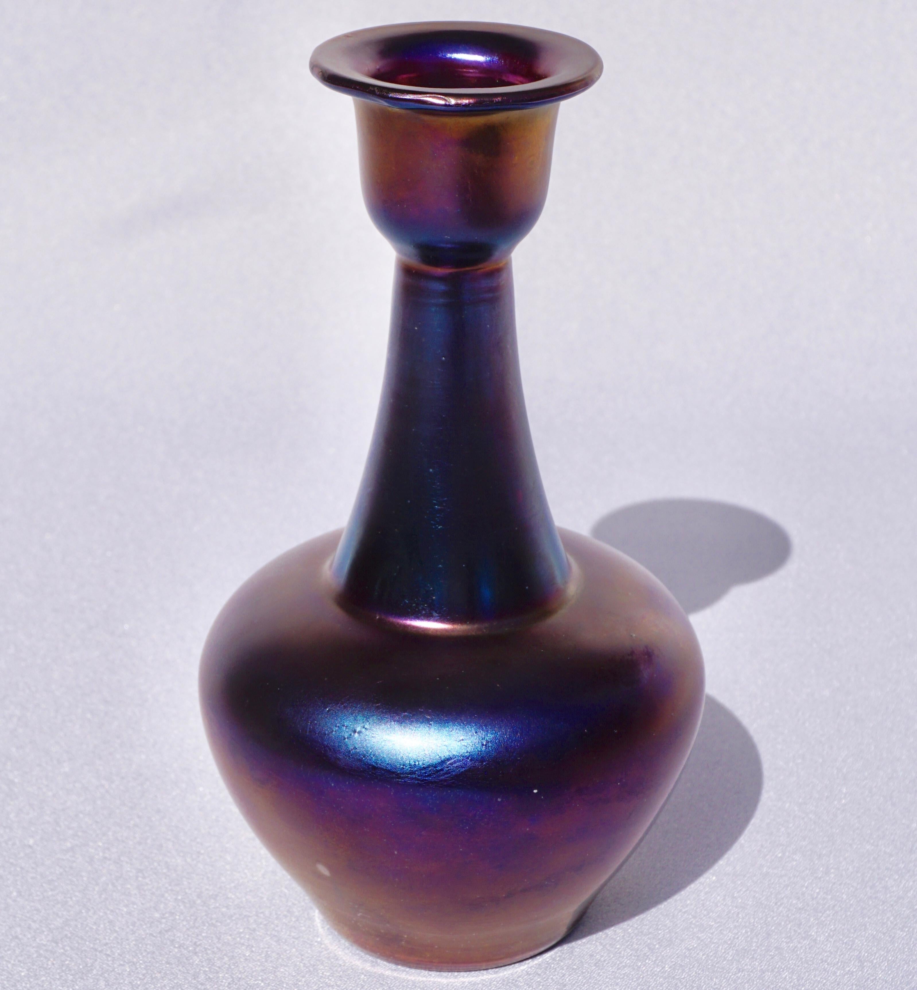 Art Nouveau Loetz Rubin Matte Iris Handles Ewer Vase, Rare 1898 For Sale