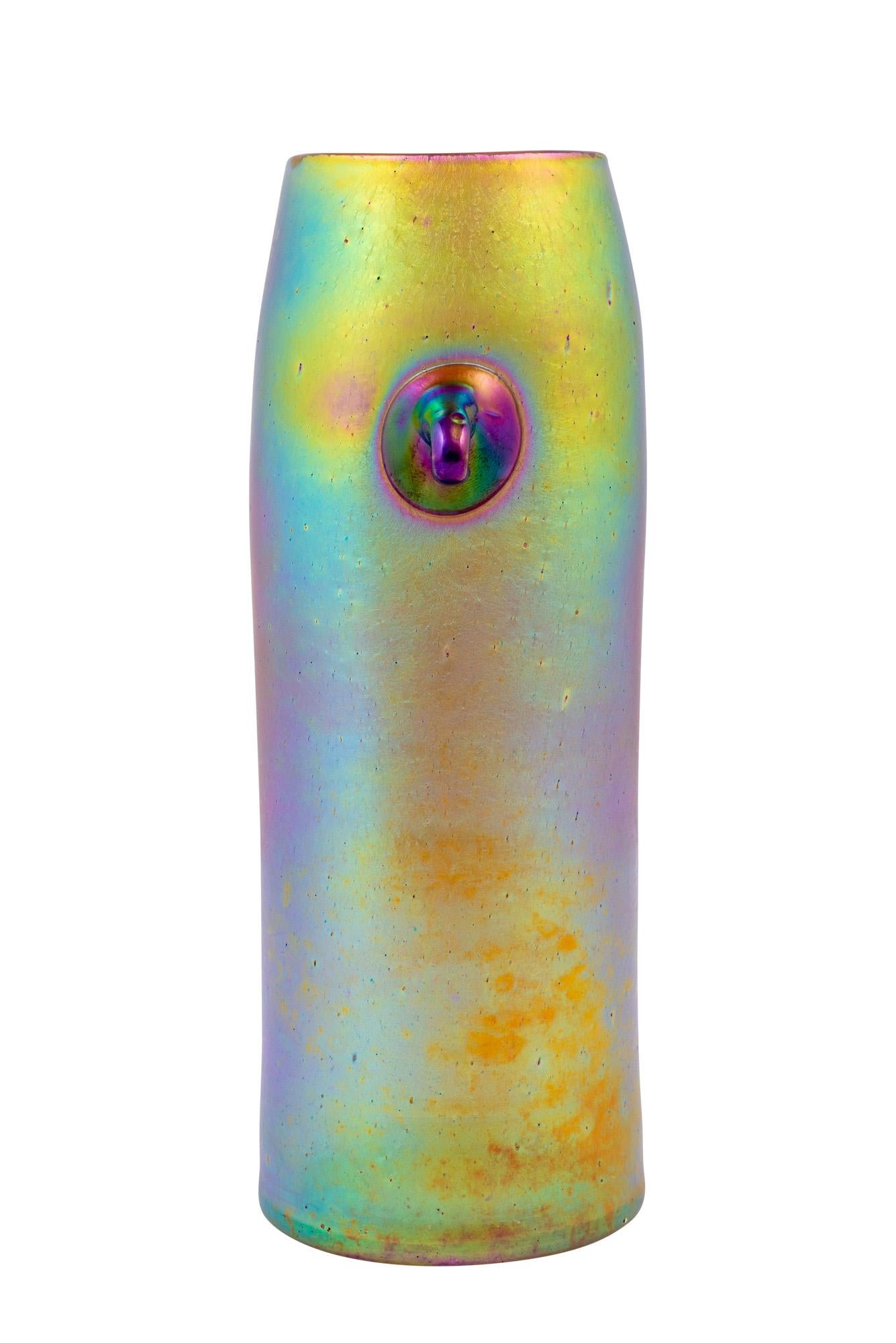 The Silberiris decoration was developed circa 1899 and celebrated considerable successes at the World Exhibition in Paris in 1900. The Viennese designers also discovered this simple and strongly iridescent decoration and used it frequently. 

In