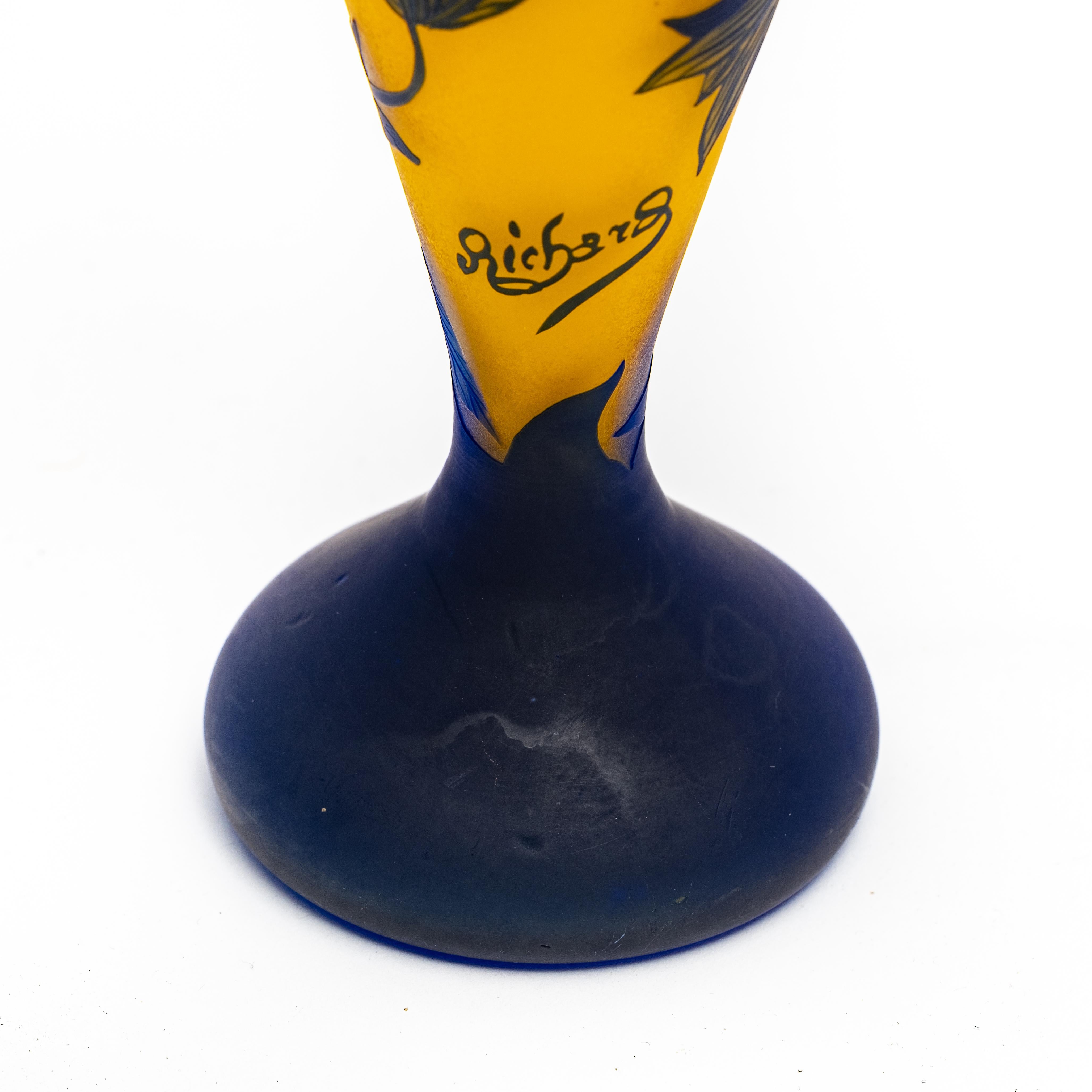 20th Century Loetz Signed Richard Cameo Signed Glass Vase